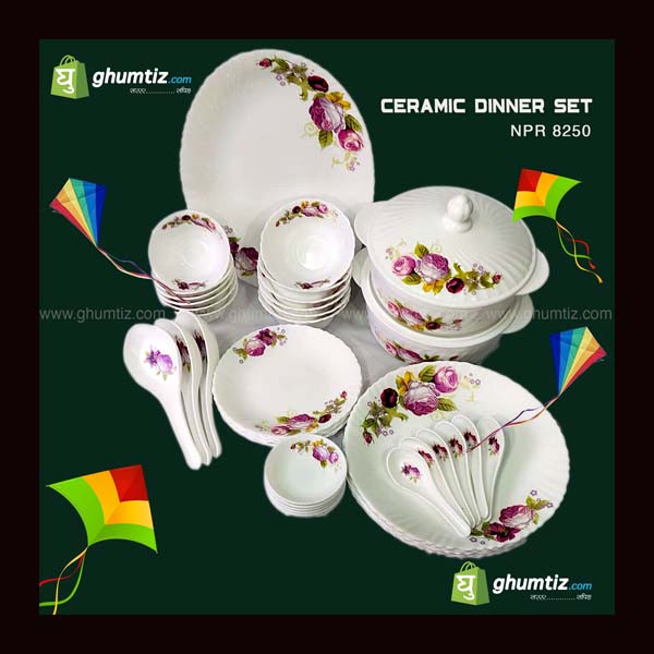 Aquarius Opalware Dinner Set  - 44 Pcs
